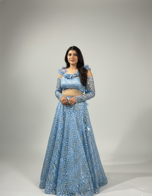 Skyblue Lucknowy lehenga