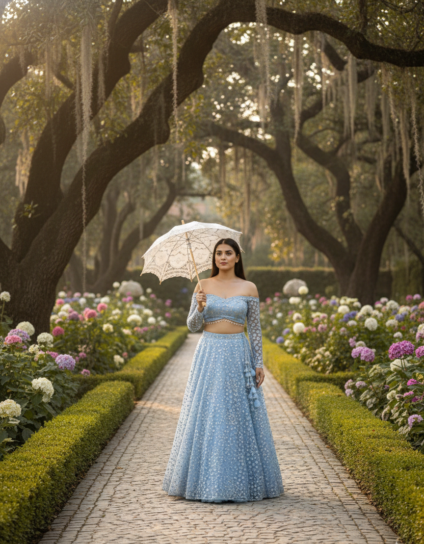 Skyblue Lucknowy lehenga