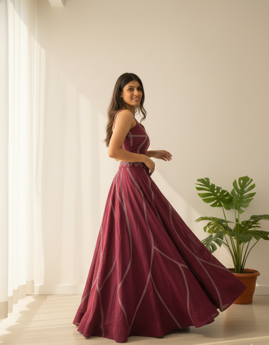 Wine color exclusive lehenga choli