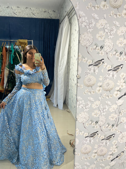 Skyblue Lucknowy lehenga