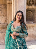 EMERALD GREEN BANARASI GOWN