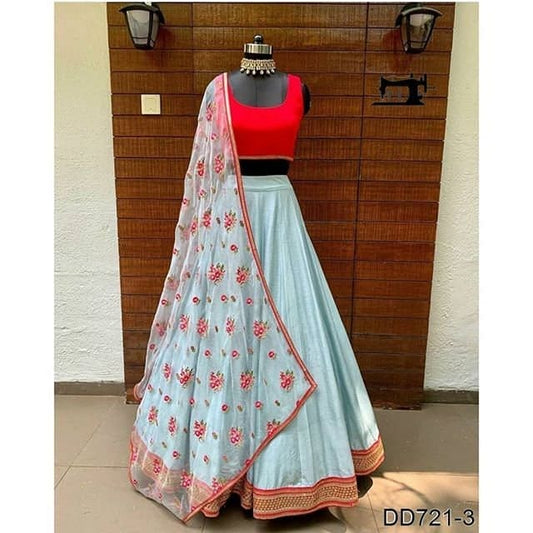 Sky blue lehenga choli lenga lehnga chaniya choli Function wear lehenga choli Wedding wear lengha for women indian ethnic wear full set sari