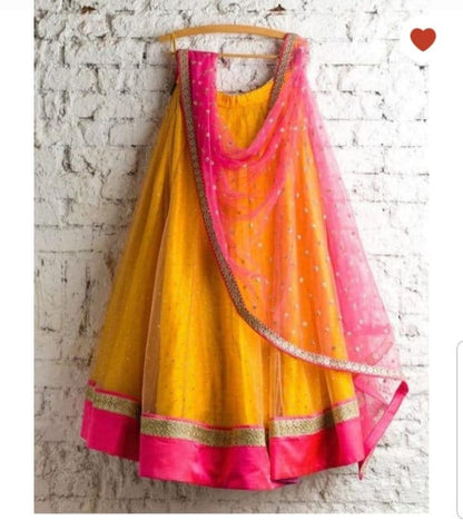 Yellow lengha chaniya choli wedding lehenga for women kid's wear lenga choli function wear party wear lehngha choli indian dress bridesmaid