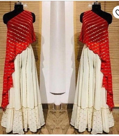 Red Crop Top Bottom plazo indian dress red and white color function wear Wedding wear party wear skirt lengha choli