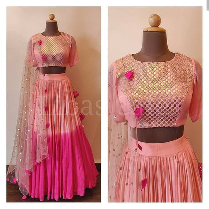 Pink Lehenga Blouse Dupatta Indian Designer Wedding party wear Custom Stiched Lengha for Girls and Women Ethnic wear Indian Suit Clothes 1