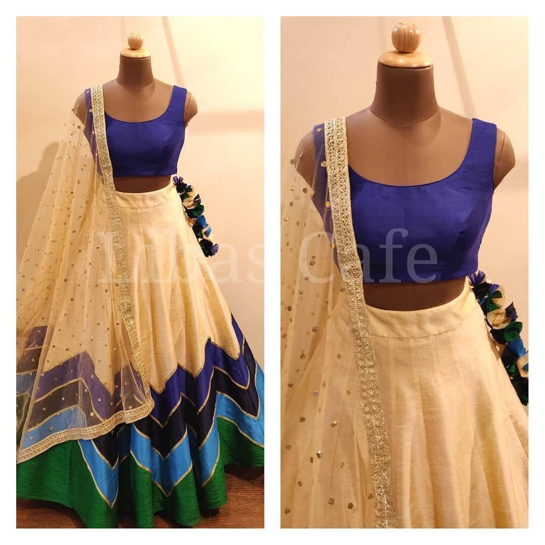blue designer lengha lehenga Indian ethnic traditional wear Indian Suit Chania choli Party wear Yellow dress Wedding wear Function dress 1