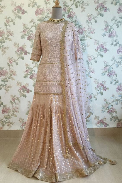 Pink designer gown lengha Sharara Indian ethnic traditional wear Indian Suit Chania choli Party wear Peach dress Wedding wear Function 8
