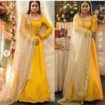 Yellow Latest Designer Long Gown for Women and Girls for wedding party wear Indian Suit Indian Gowns Pakistani suit Lehenga choli saree
