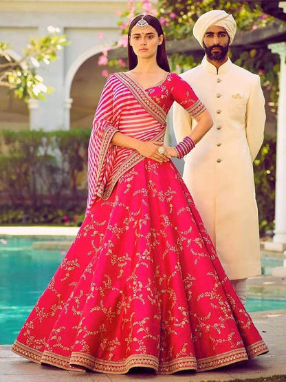 Pink lehenga white lenga lehnga Designer lehnga Wedding wear lehngha for women indian ethnic traditional Party wear silk brocade chania