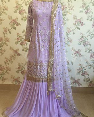 Light Purple Designer gown Lengha Sharara Indian Ethnic traditional wear Indian Suit Chania choli party wear Yellow dress Wedding wear
