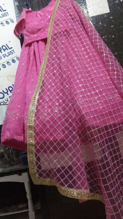 PInk Thread Embroidered Lehenga Choli Dupatta Custom Stiched Readymade Chikan Lengha Wedding wear Designer Wedding Bridal lehenga choli suit