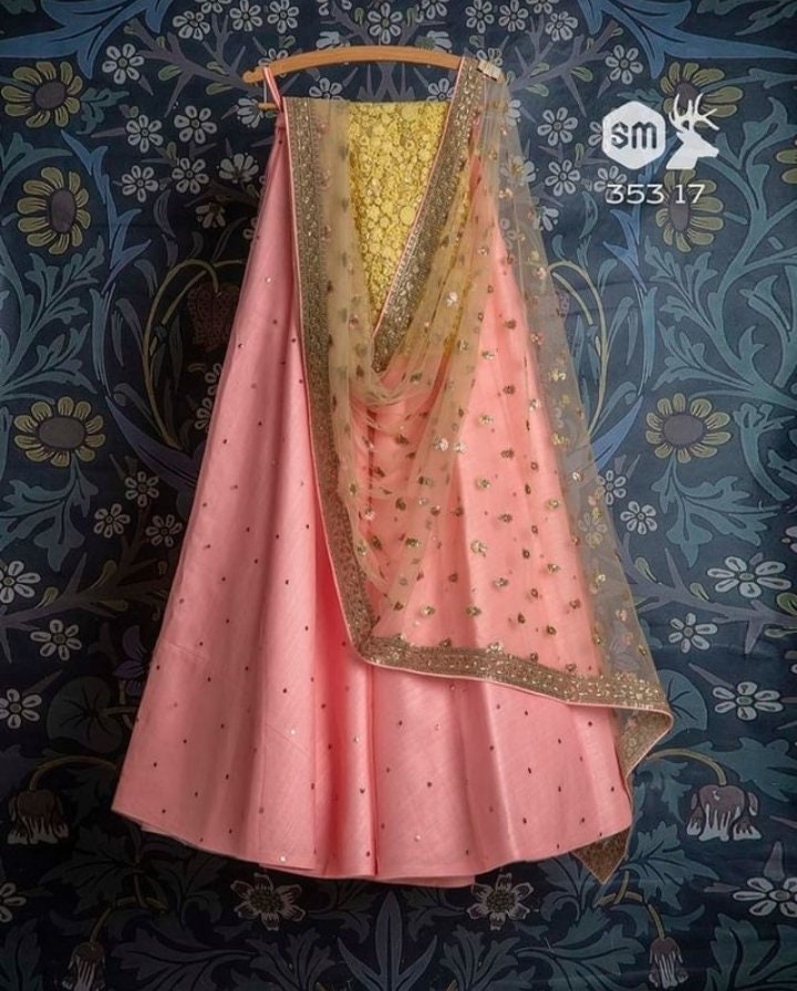 Lehenga choli Dupatta Indian Pakistani designer baby pink heavy work wedding party wear dress for women ghagra choli new lengha for girls 1