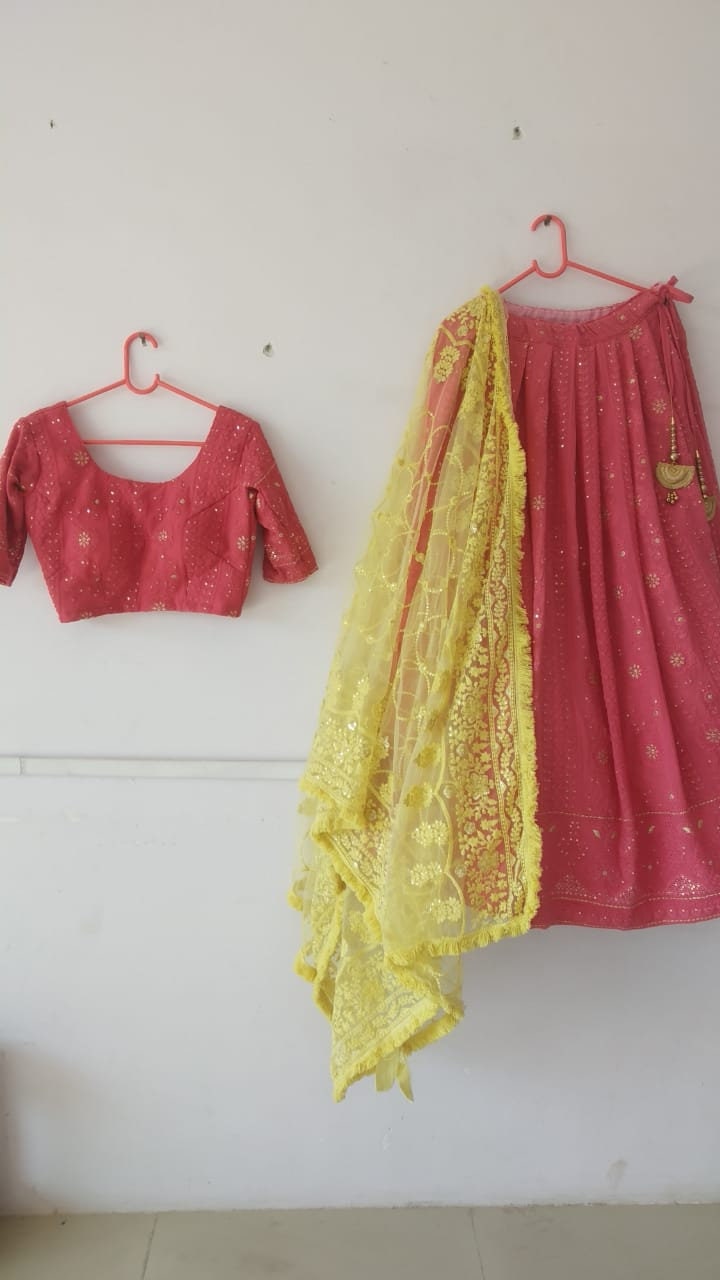Pink Chikankari lehenga choli with Dupatta Indian Wedding dress lehenga choli Lengha Traditonal lehenga Ethnic wear bridesmaid suit