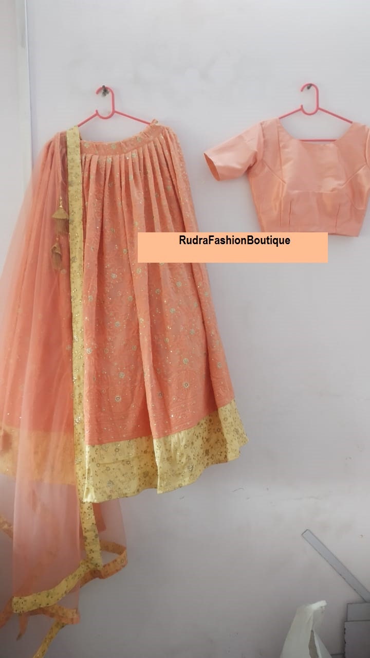 Peach Chikankari lehenga choli with Dupatta Indian Wedding dress lehenga choli Lengha Traditonal lehenga Ethnic wear bridesmaid suit 1