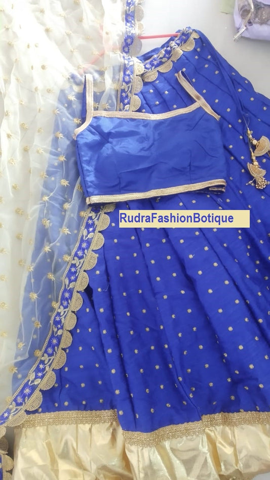 Blue lengha Designer Wedding party wear chania choli for Women Lehenga choli Blouse Dupattas Kids lengha Function wear Indian style choli 1