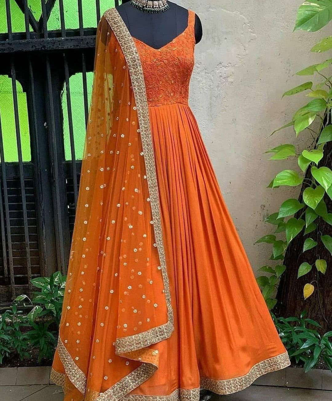 Orange designer gown lengha lehenga Indian ethnic traditional wear Indian Suit Chania choli Party wear White dress Wedding wear Function 2