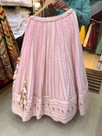 Pink Chikankari lakhnawi embrodiery lehenga designer skirt designer lehenga Indian dress traditional lehenga colours available lenga choli