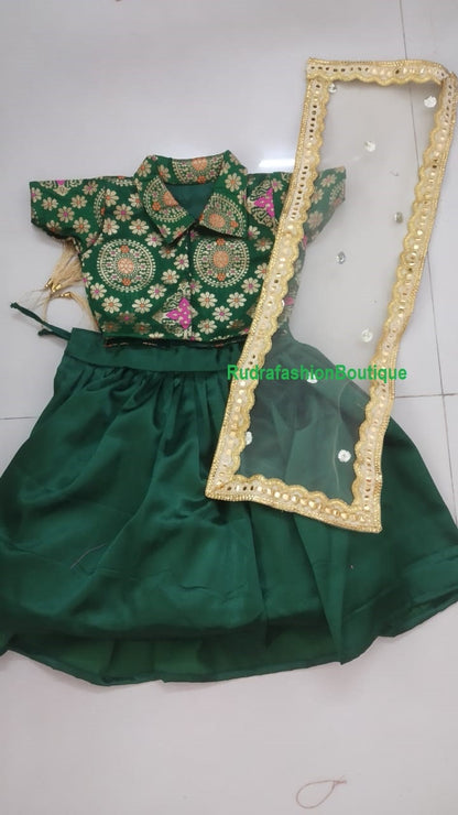 Indian Designer Baby Girl Kids Ethnic wear lehenga choli for Girls/new Born Baby Girl Lehnga choli Indian baby wear dress Floral choli set 1