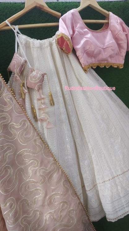 Blush Pink designer gown lengha lehenga Indian ethnic traditional wear Indian Suit Chania choli Party wear dress Wedding wear Function