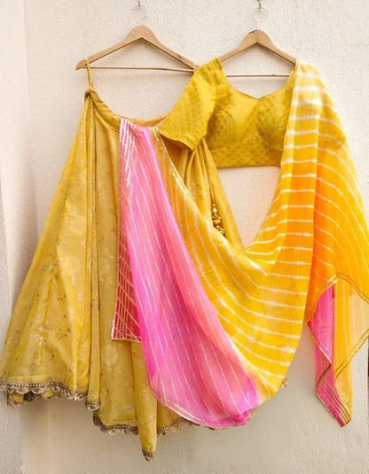 Yellow Silk choli lenga lehnga chaniya choli Function wear lehenga choli Wedding wear lengha for women indian ethnic wear full set