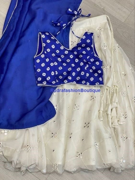 Blue Designer gown Lengha Sharara Indian Ethnic traditional wear Indian Suit Chania choli party wear Lucknowy dress Wedding wear 1