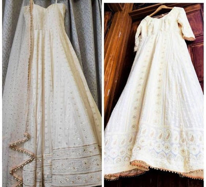 Ivory designer gown lengha lehenga Indian ethnic traditional wear Indian Suit Chania choli Party wear White dress Wedding wear Function 1
