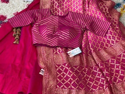 India Lehenga Designer Skirt Designer Lehenga Lengha Indian Dress Traditional Lehnga Banarasi Lehenga Bandhni Dupatta Brocade Chania choli 1