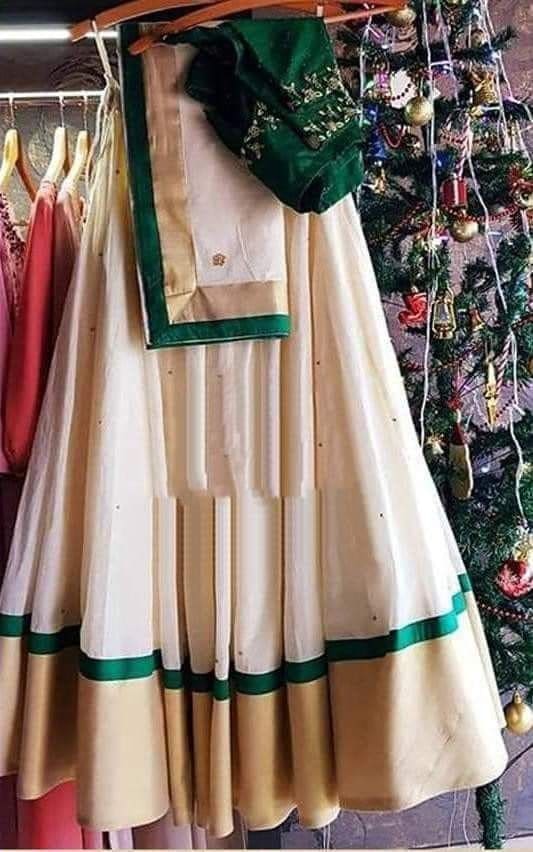 Green Designer gown lengha lehenga Indian ethnic traditional wear Indian Suit Chania choli Party wear Cream dress Wedding wear Function 1