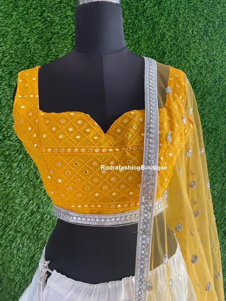 Yellow Lehenga Choli Saree Blouse for women party wear blouses Fancy saree blouse Blouse Choli Blouse for lehenga Bollywood sari Crop top 1