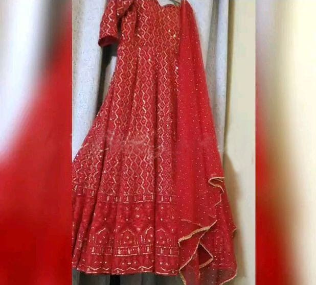 Red Designer gown Lengha Sharara Indian Ethnic traditional wear Indian Suit Chania choli party wear Lucknovi Wedding wear Indian Suit 1