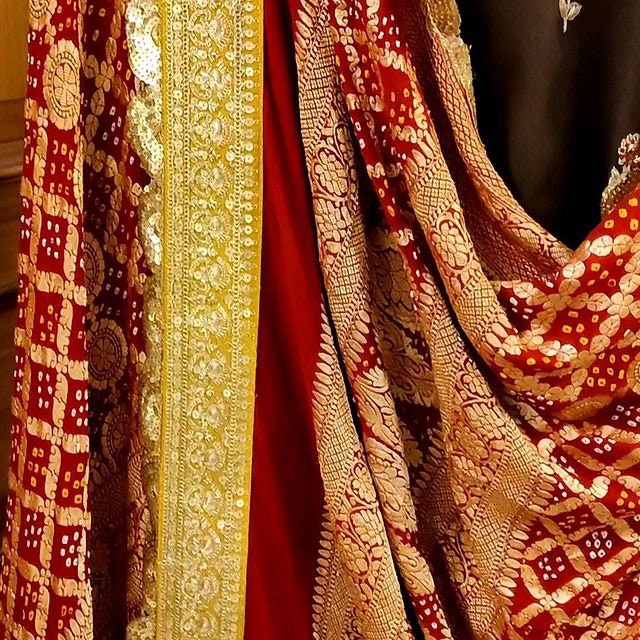 Red lehenga Wedding wear chania choli Designer lenga choli for women Bandhani dupatta party wear lengha indian traditional wear function 1