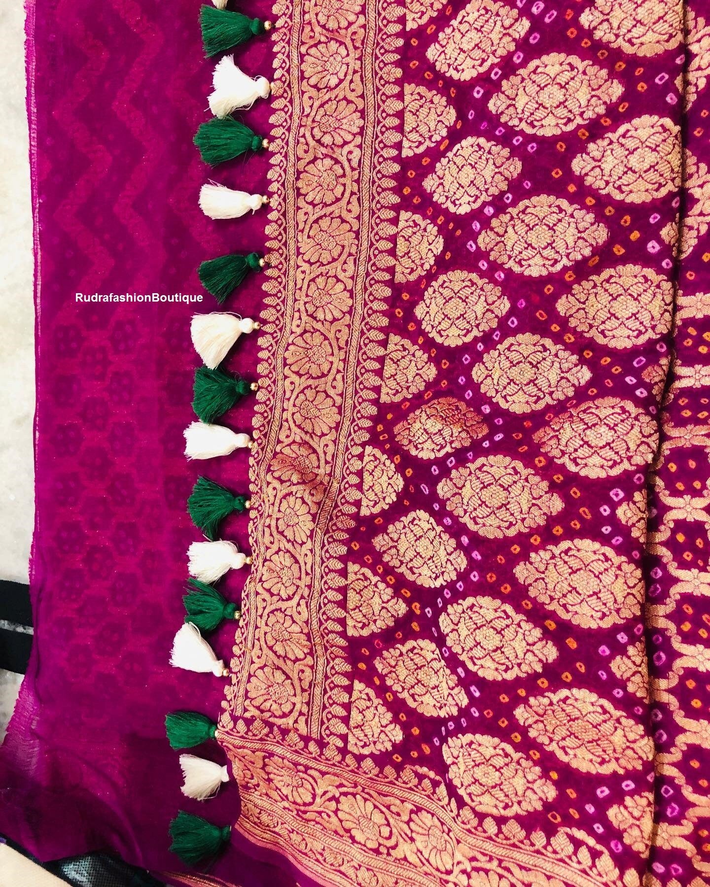 Pink Pure Gajji Silk Bandhani Saree Pink Gharchola Silk Saree Bandhej sari with blouse HotPink Sari Red blouse Indian Traditional wear sari