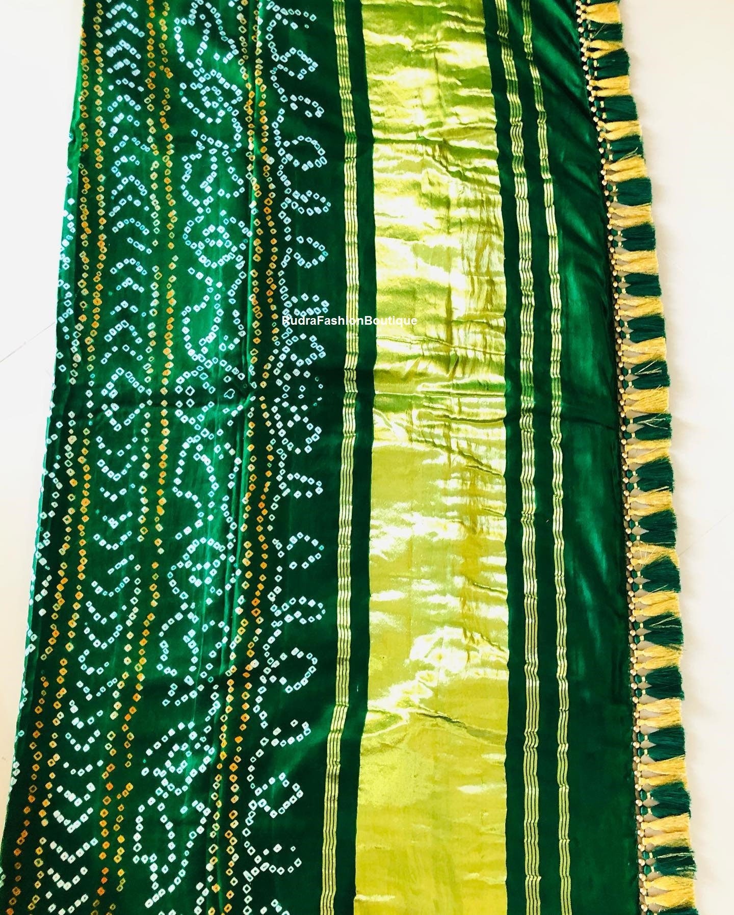 Green Pure Gajji Silk Bandhani Saree Red Gharchola Silk Saree Checks Bandhej sari with blouse Green blouse Indian Traditional wear sari 1