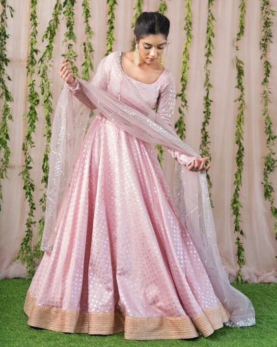 Pink Designer gown lengha lehenga Indian ethnic traditional wear Indian Suit Chania choli Party wear Light Pink dress Wedding wear Function