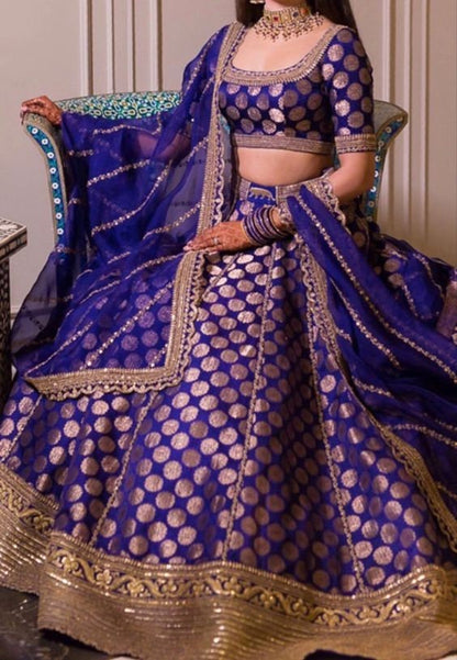 Blue lehenga Custom Stiched Indian Designer white Choli Net Dupatta Women Wedding Party wear Ethnic Dress Made to Measure Lenga Choli 2