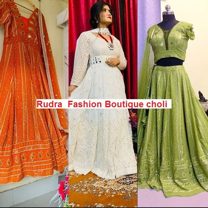 Thread Embroidered Lehenga Choli Dupatta Custom Stiched Readymade Chikan Lengha Wedding wear Designer wear Bridal Lehenga Indian suit gown