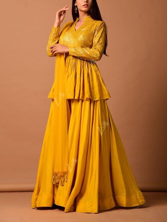 Yellow Designer gown lengha lehenga Indian ethnic traditional wear Indian Suit Chania choli Party wear Yellow dress Wedding wear Function 2