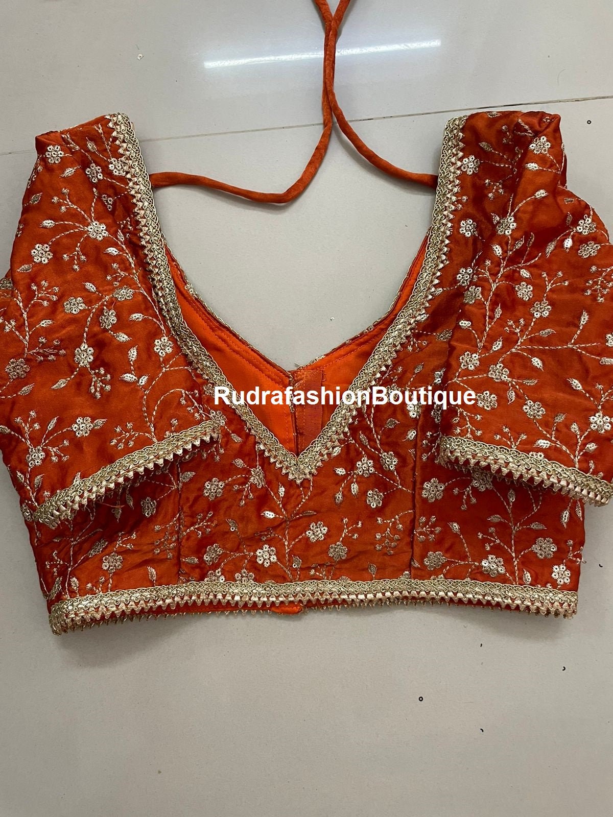 Orange Readymade saree blouse for women party wear blouses Fancy saree blouse Embroidery Blouse Choli Blouse for lehenga Bollywood sari 1