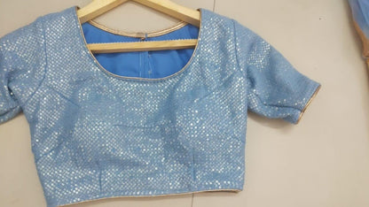 Readymade saree blouse for women party wear blouses Fancy saree blouse Pastel Blue Blouse Choli Blouse for lehenga Bollywood sari Crop top 1