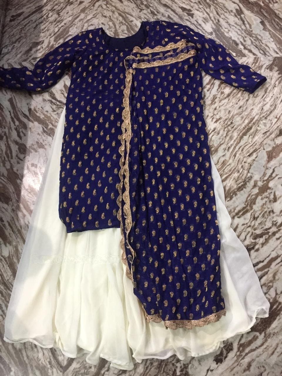 Blue Designer gown Lengha Sharara Indian Ethnic traditional wear Indian Suit Chania choli party wear Blue dress Wedding wear 12
