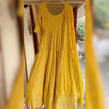 Yellow designer gown lengha lehenga Indian ethnic traditional wear Indian Suit Chania choli Party wear Yellow dress Wedding wear Function 1
