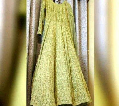 Green Designer gown Lengha Sharara Indian Ethnic traditional wear Indian Suit Chania choli party wear Lucknovi Wedding wear Indian Suit 2