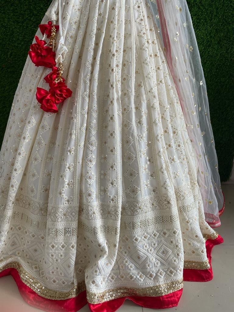 Ivory Lehenga Choli lenga lehnga Chania choli Function wear lehenga choli Wedding wear lengha for women Indian ethnic wear full set sari 1
