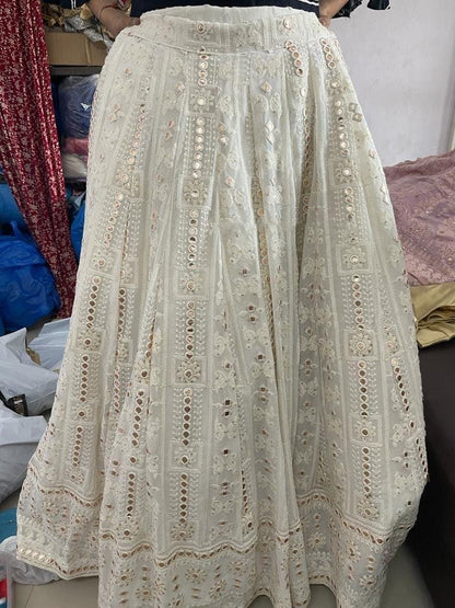 Ivory Designer gown lengha lehenga Indian ethnic traditional wear Indian Suit Chania choli Party wear Golden dress Wedding wear Function