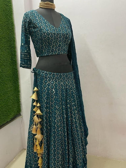 Indigo Blue Lehenga Choli lenga lehnga Chania choli Function wear lehenga choli Wedding wear lengha for women Indian ethnic wear full set