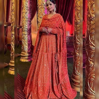 Orange Lehenga Choli lenga lehnga Chania choli Function wear lehenga choli Wedding wear lengha for women Indian ethnic wear full set sari 1