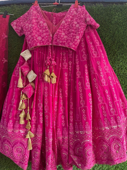 Wedding Party wear Indian Designer Pink Lehenga choli Dupatta for girls and women custom Stiched Lengha blouse Embroidered thread sari 2